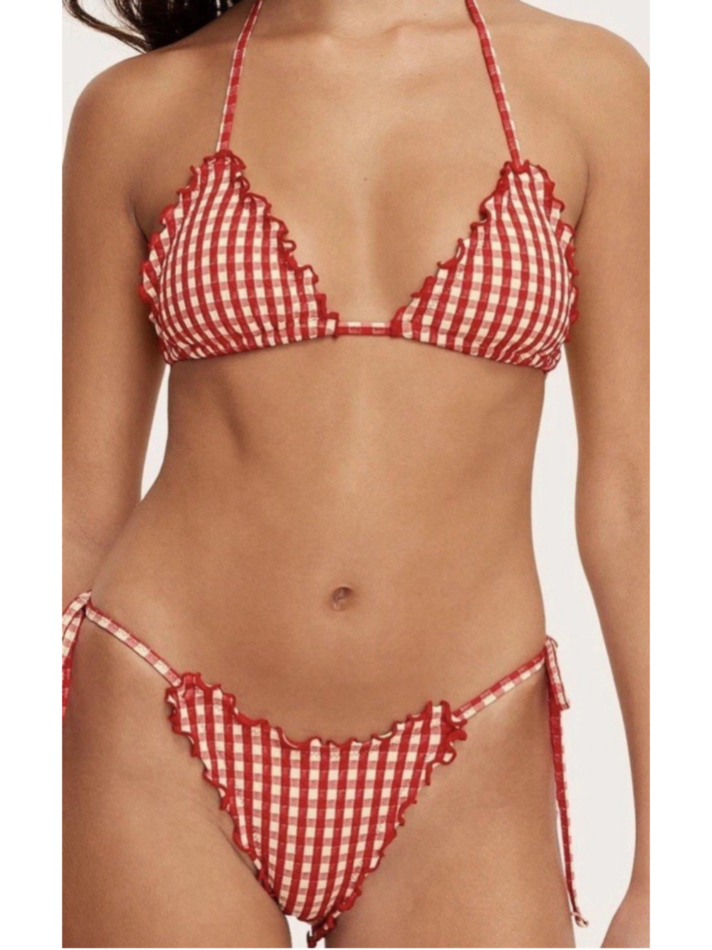 Parke Target Red Gingham Bikini Swimsuit Set Womens Top Bottom XL